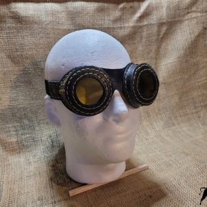 Hand made leather, brass and yellow acrylic Steam punk style glasses