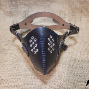 Hand made leather Steampunk Mask, black with silver eyelets