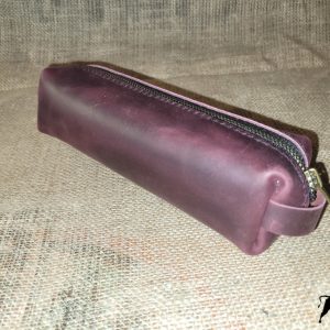 Hand made leather pencil case - reddish brown