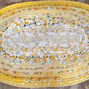 Hand Crafted Oval Jelly Roll Rug Yellows 25" x 38"