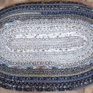 Hand Crafted Jelly Roll Rug Black & White with hint of Gold & Brown 26" by 40"
