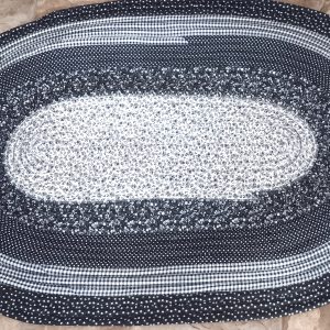 Hand Crafted Jelly Roll Rug Black & White 26" by 40"