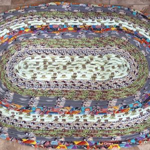 Hand Crafted Oval Jelly Roll Rug 28" x 43" Greens
