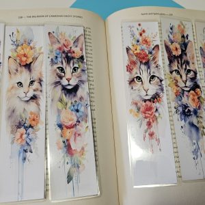 Set of 6 Water Colour Floral Cats Bookmarks for book lovers