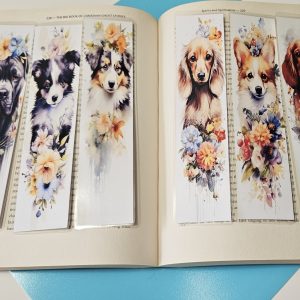 Set of 6 Water Colour Floral Dogs Bookmarks for book lovers, part 1