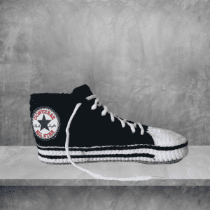 Handmade Crochet Converse-Style Slippers – Unisex, Custom Colors, Cozy Indoor Shoes
