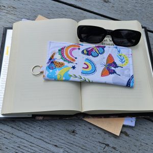 "Butterflies and Rainbows" Sunglasses and Eyeglasses Fabric Cases with keychain loop