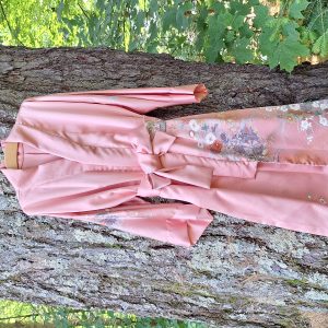 Kimono Jacket Long made of Japanese Vintage Kimono Fabric Antique Kimono Gown Kimono Robe Silk with Flower Print shining coral pink relaxing