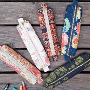 Handmade Silk Pencil Case – Upcycled Kimono Fabric, Small Zipper Pouch | Made in Canada