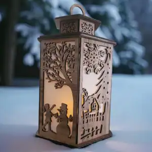 Handmade Walnut Wooden Christmas Lantern