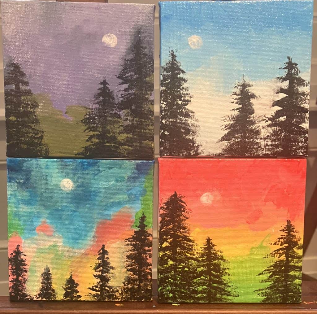4-Mini-Acrylic-Paintings-Nature