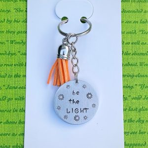 ‘be the light’ hand stamped keychain