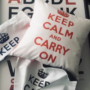 Keep Calm and Carry On Pillow RED