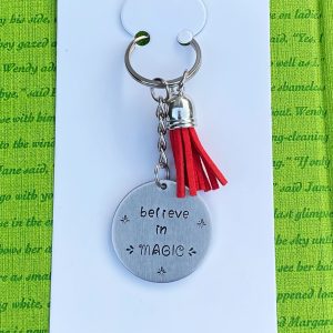 ‘believe in magic’ hand stamped keychain