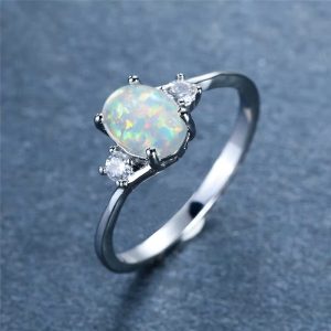 White Opal Ring – 18K Gold Plated • Lab Created Opal
