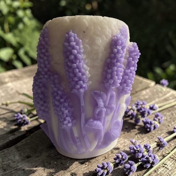 Hand-Poured Coconut Soy Mothes Day Lavender Crème Candle, Vanilla Floral Scent