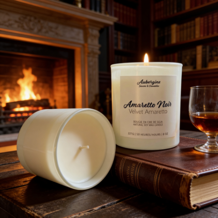 Amaretto Soy Candle/Bougie Amaretto Noir, 227 g.