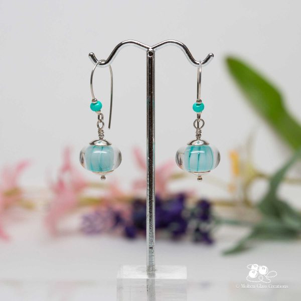 Blue Striped Glass Earrings