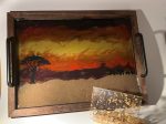 African Safari Ottoman/Serving Tray 16” x 12”