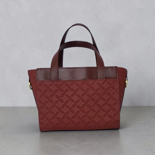 Burgundy quilted faux leather with gold hardware mini bag