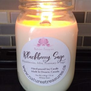 Blackberry Sage Soy Wax Candle - Mason Jar 80+ Hours Burn Time - Wooden Wick