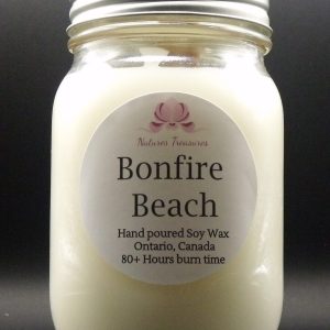 Bonfire Beach Soy Wax Candle - Mason Jar 80+ Hours Burn Time - Wooden Wick