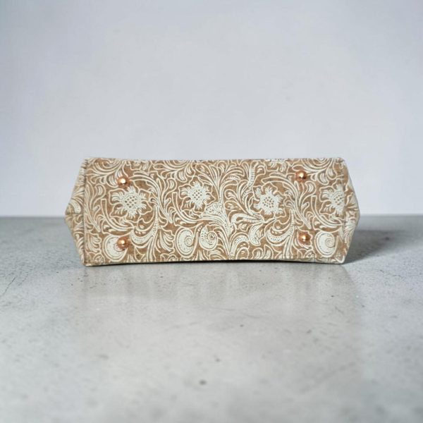 White Patterned Cork Fabric, rose gold hardware.