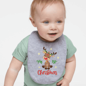 My 1st Christmas Embroidered Reindeer Bib