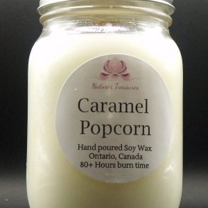 Caramel Popcorn Soy Wax Candle - Mason Jar 80+ Hours Burn Time - Wooden Wick