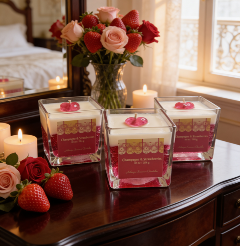 Champagne & Strawberries Scented Soy Candle, 10 oz