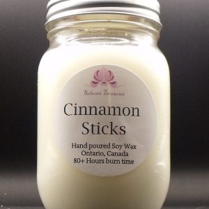 Cinnamon Sticks Soy Wax Candle - Mason Jar 80+ Hours Burn Time - Wooden Wick