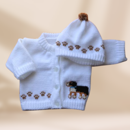 Bernese Mountain Dog Baby Sweater, Handmade Knitted Baby Sweater, Personalized Baby Sweater