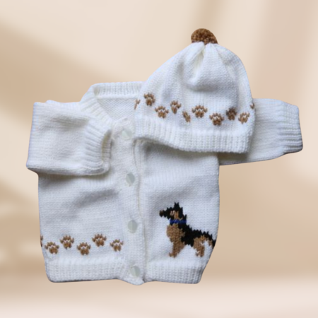 German Shepherd Dog Baby Sweater, Handmade Knitted Baby Sweater, Personalized Baby Sweater