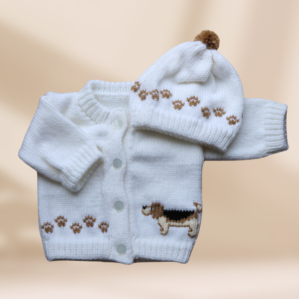 Beagle Baby Sweater, Handmade Knitted Baby Sweater, Personalized Baby Sweater