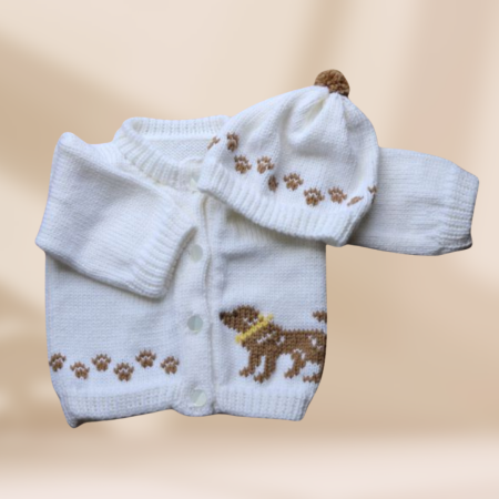 Beige Lab Retreiver Baby Sweater, Handmade Knitted Baby Sweater, Personalized Baby Sweater