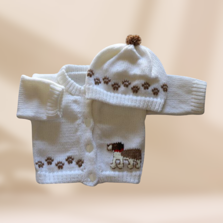 St Bernard Dog Baby Sweater, Handmade Knitted Baby Sweater, Personalized Baby Sweater