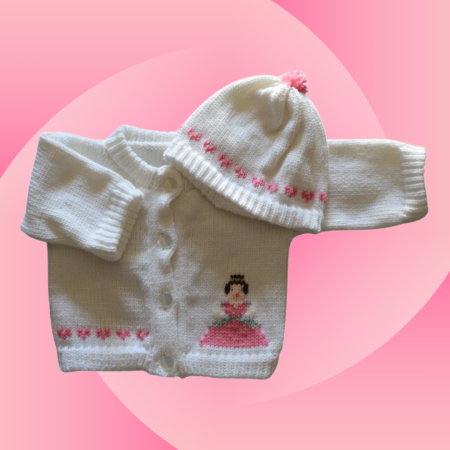 Princess Baby Sweater, Handmade Knitted Baby Sweater, Personalized Baby Sweater
