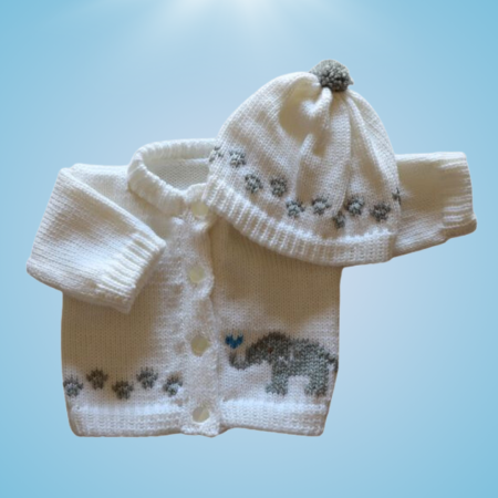 Elephant Baby Sweater, Handmade Knitted Baby Sweater, Personalized Baby Sweater