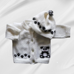 Panda Baby Sweater, Handmade Knitted Baby Sweater, Personalized Baby Sweater