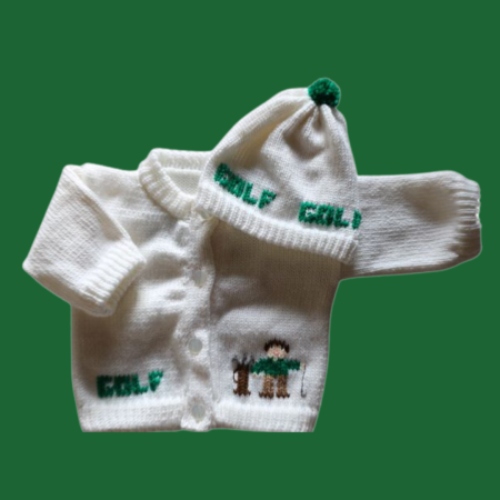 Golf Baby Sweater, Handmade Knitted Baby Sweater, Personalized Baby Sweater