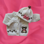 Teddy Bear Baby Sweater, Handmade Knitted Baby Sweater, Personalized Baby Sweater