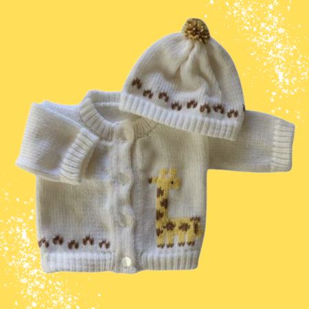 Giraffe Baby Sweater, Handmade Knitted Baby Sweater, Personalized Baby Sweater
