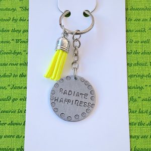 ‘radiate happiness’ hand stamped keychain