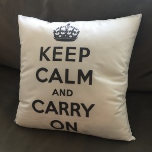 Keep Calm and Carry On Pillow GREY
