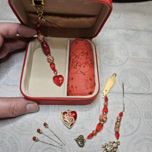 Embroidery Box - Red Enameled Heart