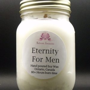 Eternity For Men Soy Wax Candle - Mason Jar 80+ Hours Burn Time - Wooden Wick