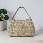White Patterned Cork Fabric, rose gold hardware.