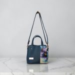 Blueberry Floral Faux Leather Handbag, Rose Gold Hardware, Zippered Compartment