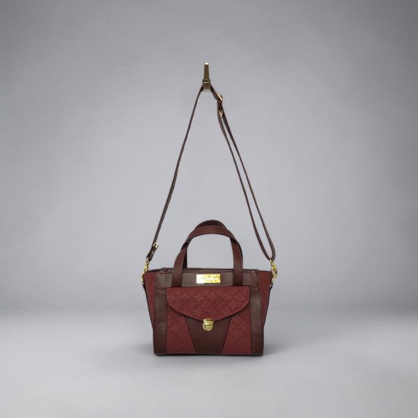 Burgundy quilted faux leather with gold hardware mini bag