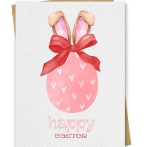 Watercolour Egg with Bunny Ears Easter Greeting Card
